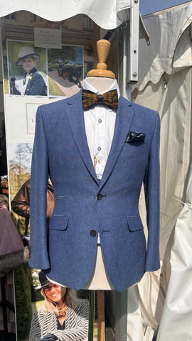 Tailored Fit Linen Jacket - Blue