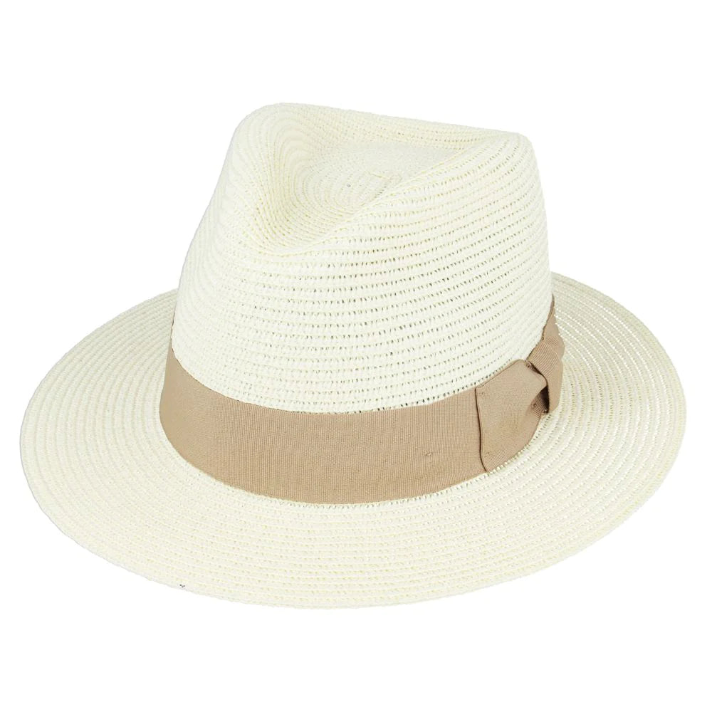 Classic Straw Panama Brown ribbon Fold and rollable adjustable Latham Taylor