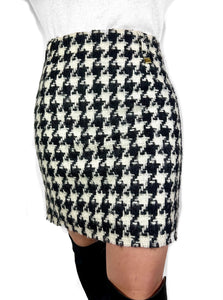 Houndstooth Skirt - Black and Cream