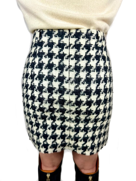 Houndstooth Skirt - Black and Cream