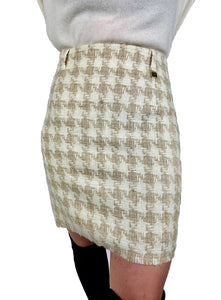 Houndstooth Mini Skirt - Natural and Cream