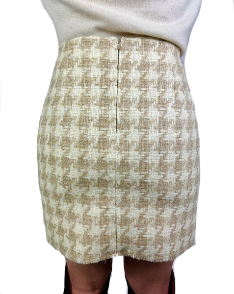 Houndstooth Mini Skirt - Natural and Cream