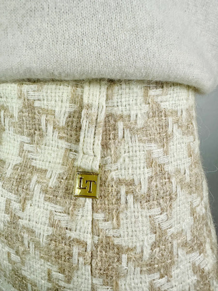 Houndstooth Mini Skirt - Natural and Cream