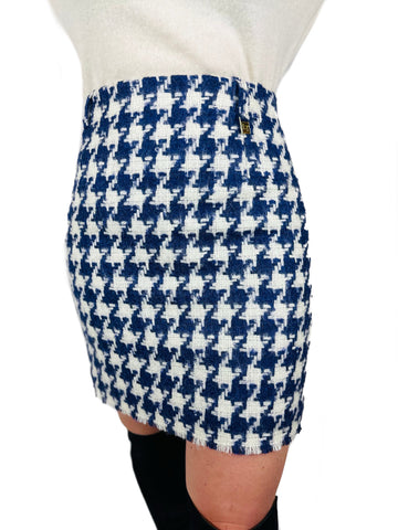 Houndstooth Mini Skirt - Ink and Cream