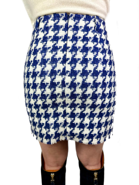 Houndstooth Mini Skirt - Ink and Cream