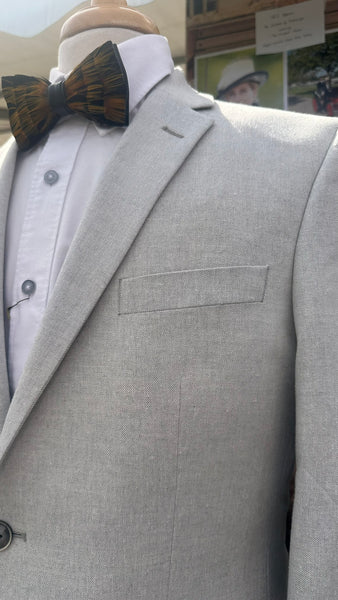 Tailored Fit Linen Jacket - Stone Grey