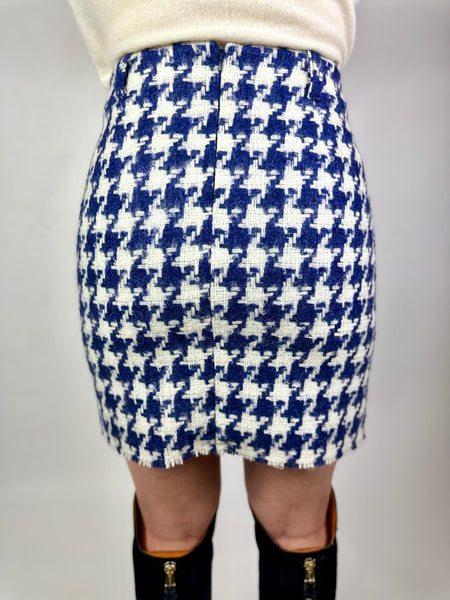 Houndstooth Mini Skirt - Ink and Cream