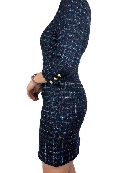 Mini Boucle Dress - Navy