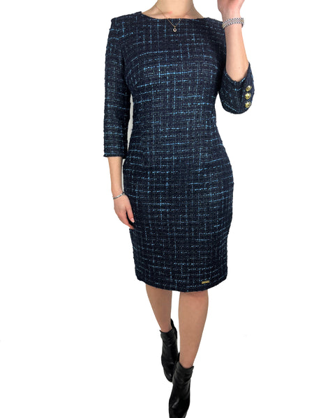 Classic Boucle Dress - Navy
