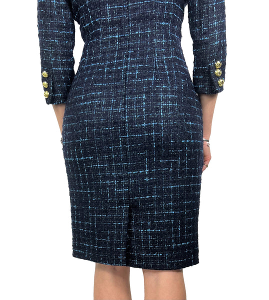 Classic Boucle Dress - Navy