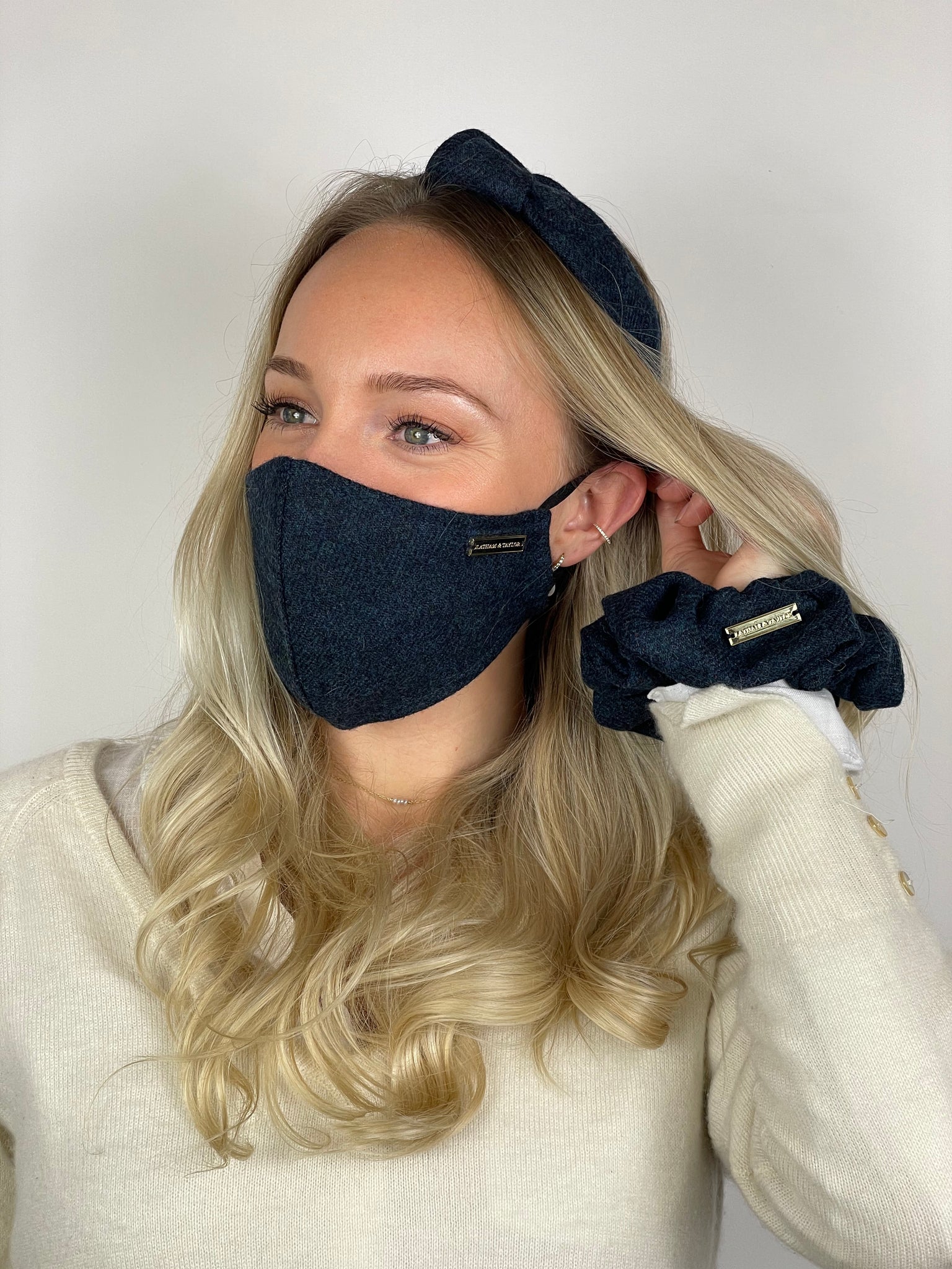 Tweed Face Mask - Midnight