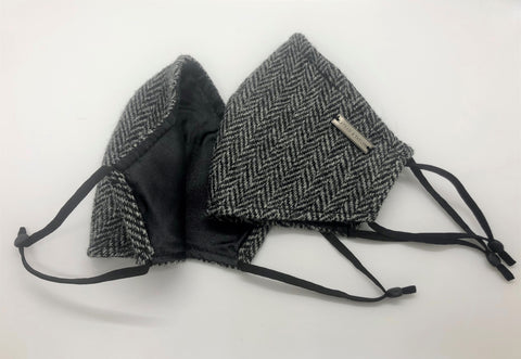 Tweed Face Mask - Grey Herringbone