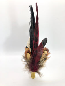 Harris End Feather Pin: Natural & Berry