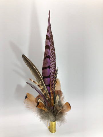 Harris End Feather Pin: Natural & Heather
