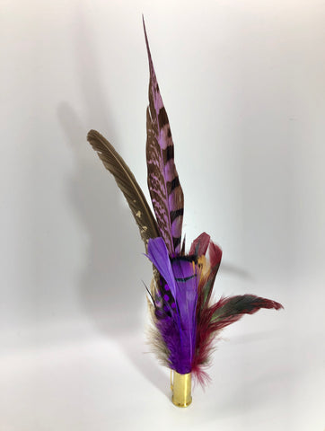 Harris End Feather Pin: Natural, Plum & Berry