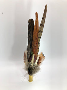 Harris End Feather Pin: Natural & Pumpkin