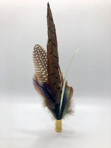 Harris End Feather Pin: Natural, Mint & Midnight