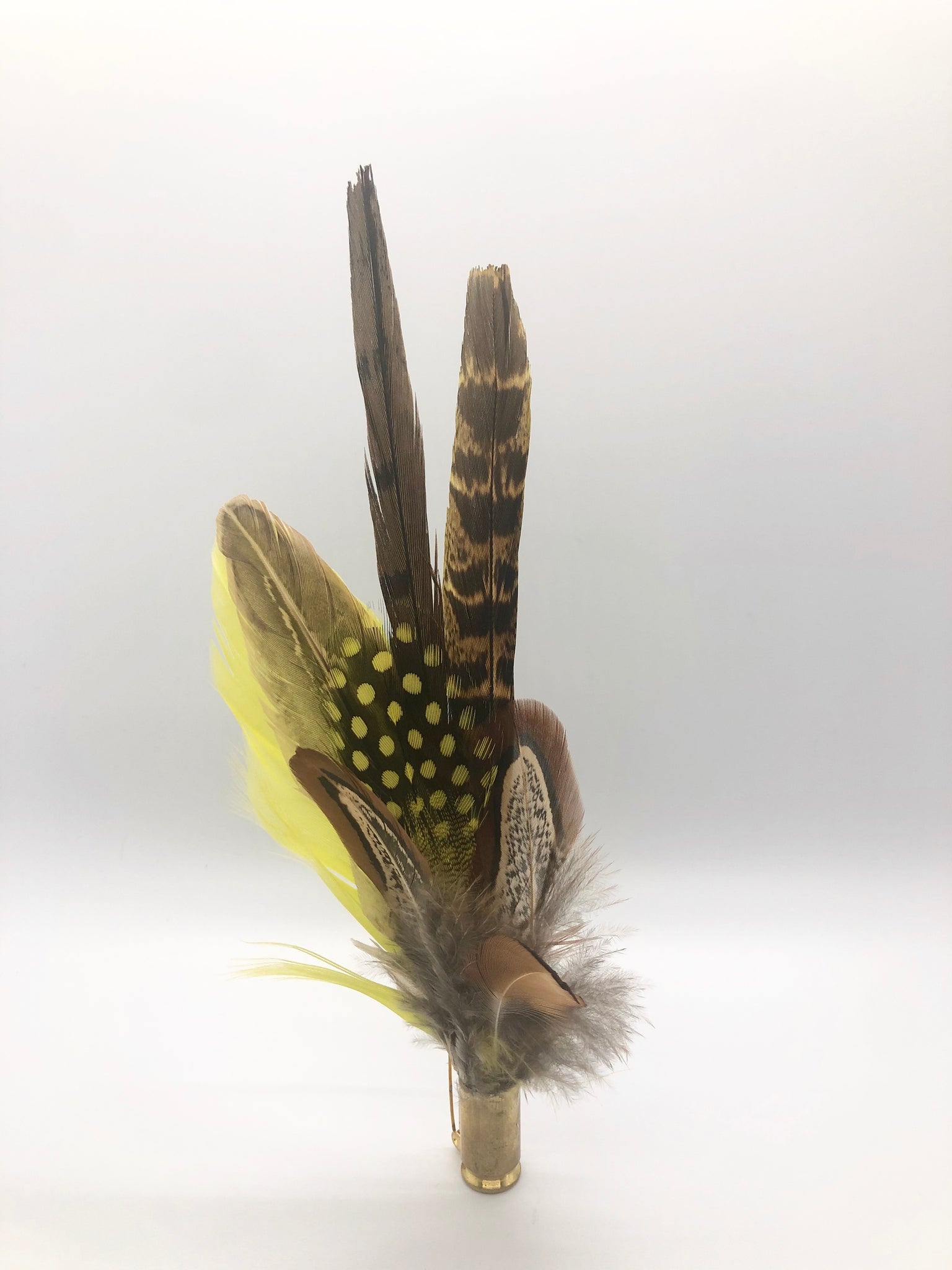 Harris End Feather Pin: Natural & Citrus