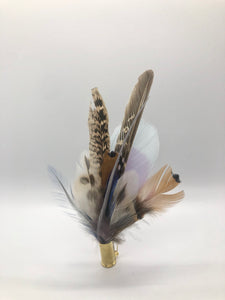Harris End Feather Pin: Natural, Lavender & Mint