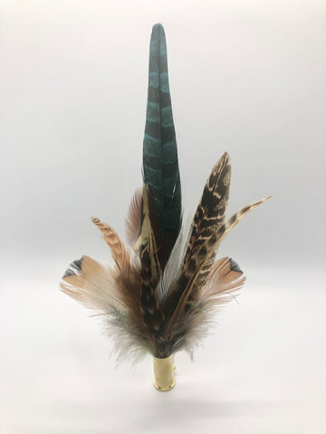 Harris End Feather Pin: Natural & Teal