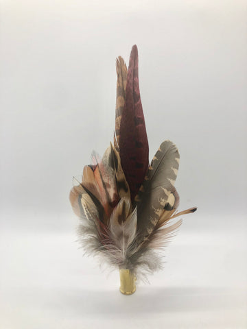 Harris End Feather Pin: Natural & Plum