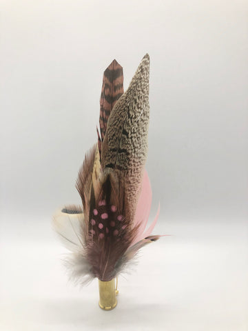 Harris End Feather Pin: Natural & Pink