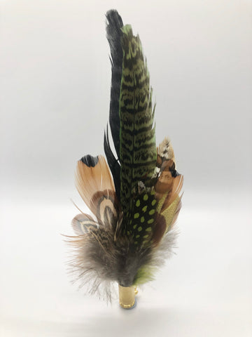 Harris End Feather Pin: Natural & Lime