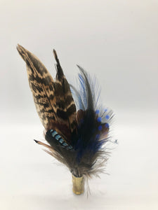 Harris End Feather Pin: Natural & Midnight
