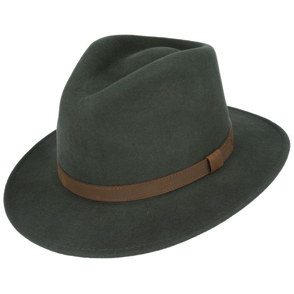 Fedora Leather Band Green