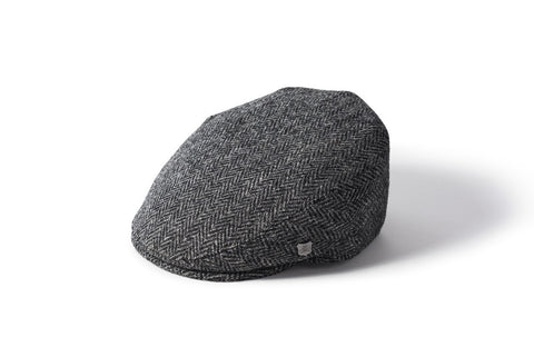 Harris Tweed Flat Cap - Grey Herringbone