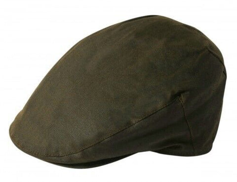 Water resistant English Waxed Cotton Flat Cap - Olive