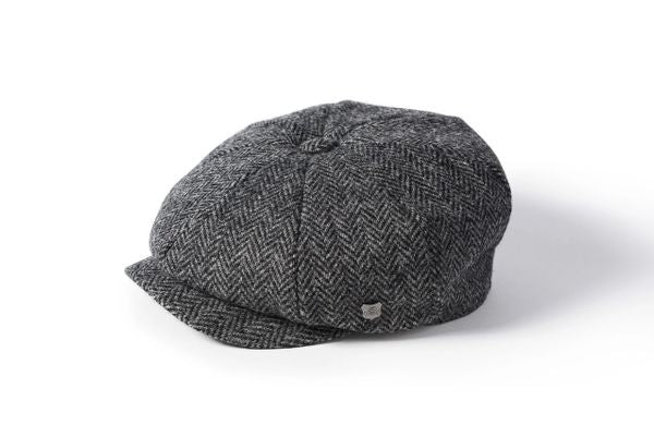 Harris Tweed Baker Boy - Grey Herringbone