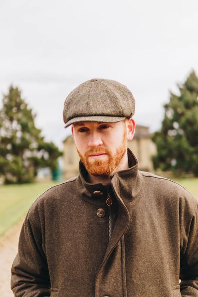 Harris Tweed Baker Boy - Green Herringbone Check