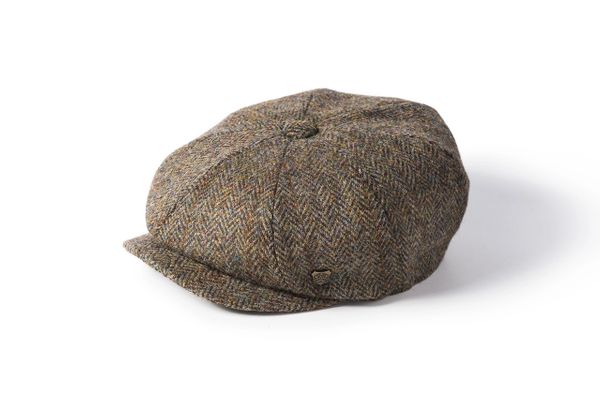 Harris Tweed Baker Boy - Green Herringbone Check
