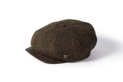 Harris Tweed Baker Boy - Green Plum Check