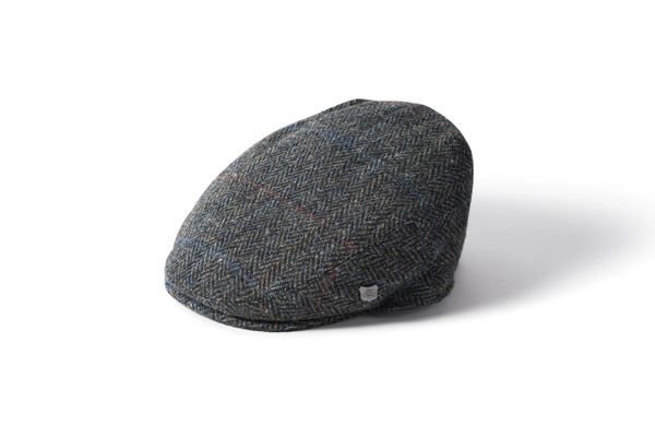 Harris Tweed Flat Cap - Grey Windowpane Check