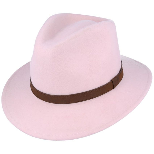 Fedora Leather Band Soft Pink