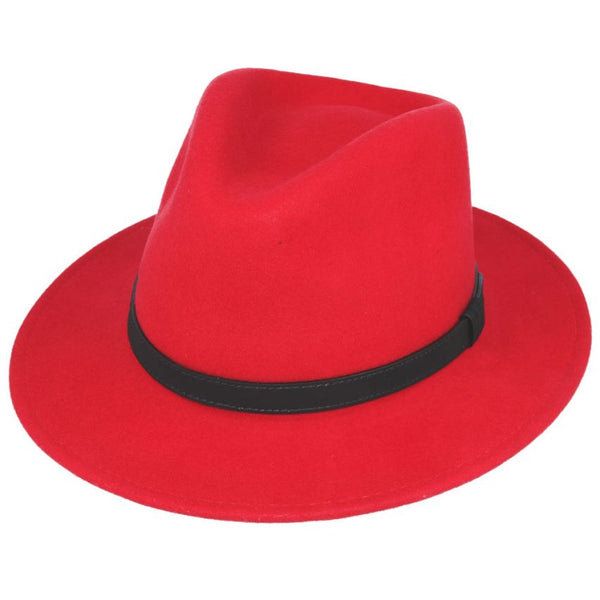 Fedora Leather Band Red