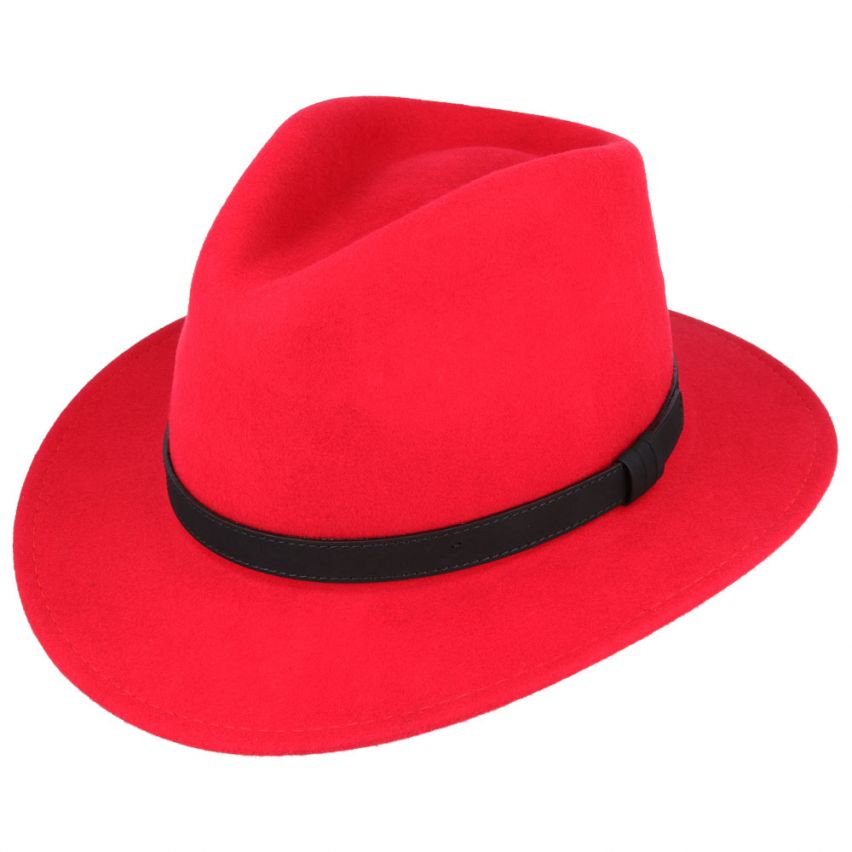 Fedora Leather Band Red