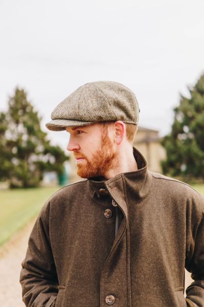 Harris Tweed Baker Boy - Lovat Green Herringbone