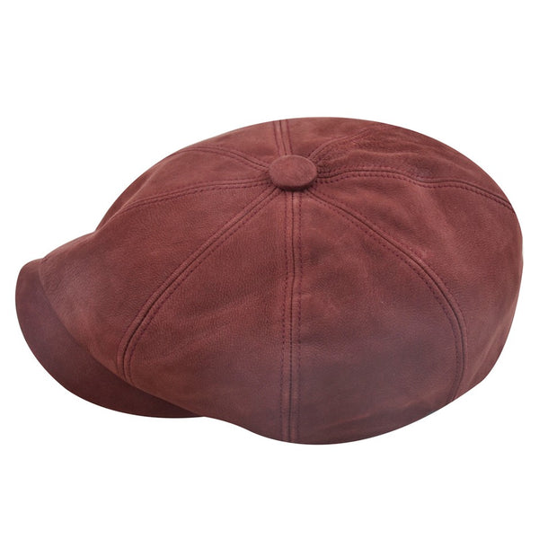 Leather Baker Boy - Claret