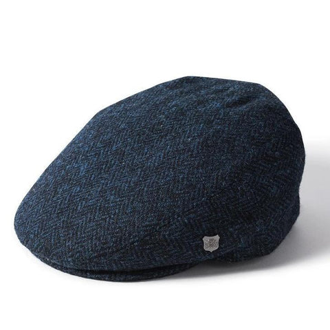 Harris Tweed Flat Cap - Navy Herringbone