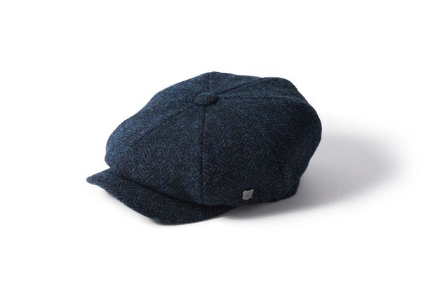 Baker Boy Cap - Harris Tweed  - Navy Herringbone