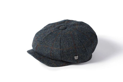 Harris Tweed Baker Boy - Navy Herringbone Check