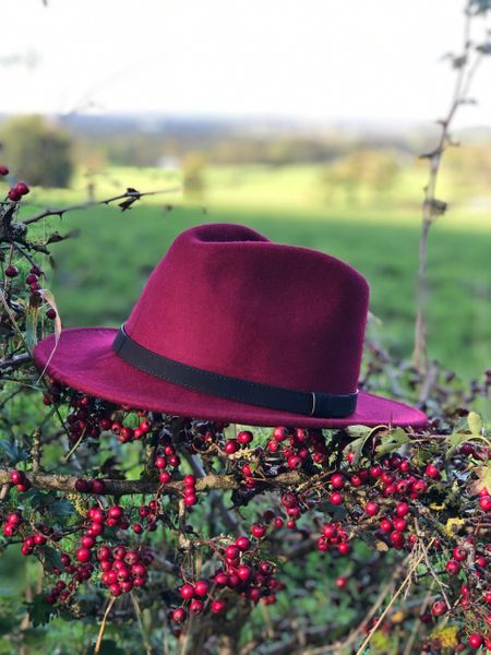 Fedora Leather Band Berry